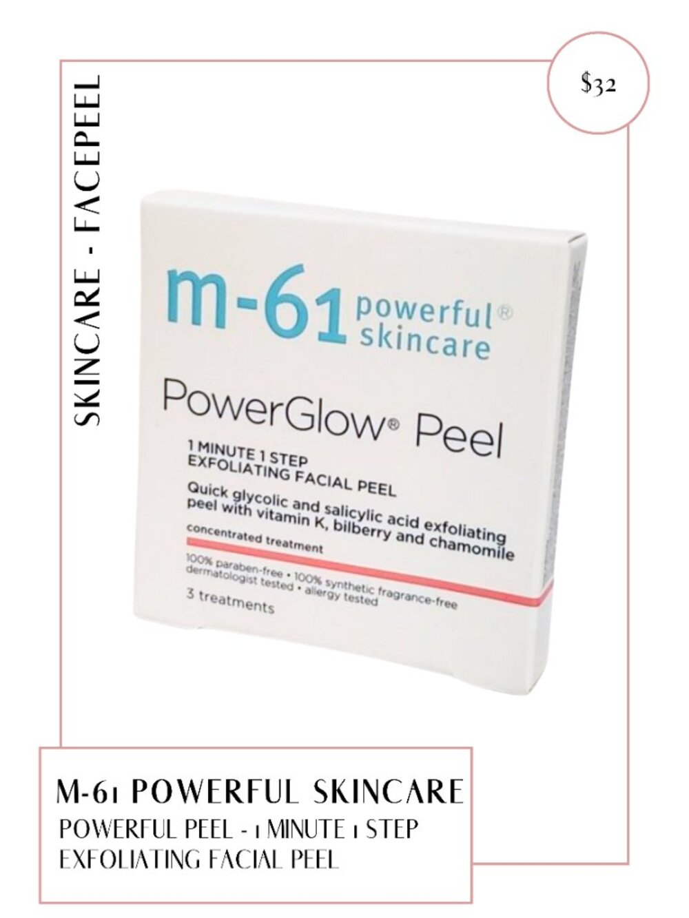 M-61 Powerful Skincare PowerGlow Peel 3 Treatments